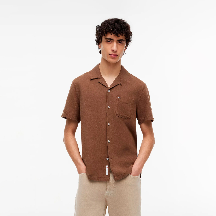 chemise-classique-a-manches-courtes-en-melange-de-lin