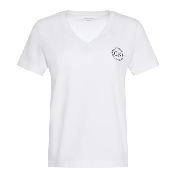 Calvin Klein T-shirts hauts et polos Blanc - T-SHIRT COL V MOTIFS - L - Ref 35 €