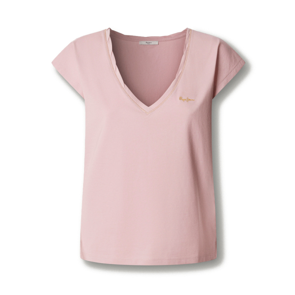 Pepe Jeans T-shirts hauts et polos Rose - T-shirt col en V avec logo imprim - XS - Ref 23 €