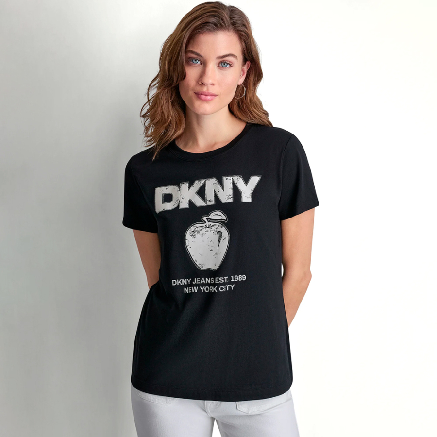t-shirt-con-logo-a-forma-di-mela-e-strass