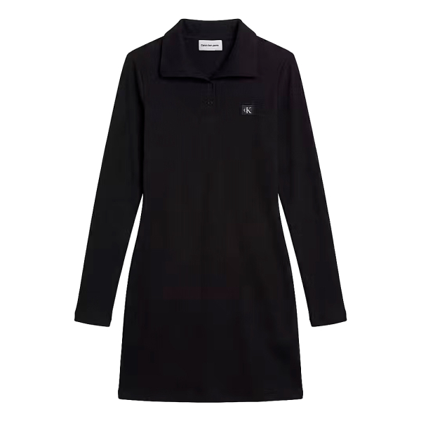 Calvin Klein Robes Noir - ROBE HENLEY TIQUETTE TISSE - XS - Ref 72 €