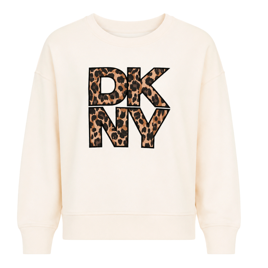felpa-girocollo-dkny-con-logo-leopardato-sovrapposto felpa-girocollo-dkny-con-logo-leopardato-sovrapposto